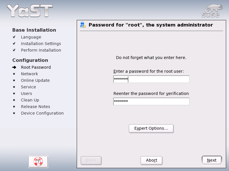 Setting the root Password