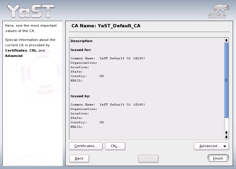 YaST CA module - using CA