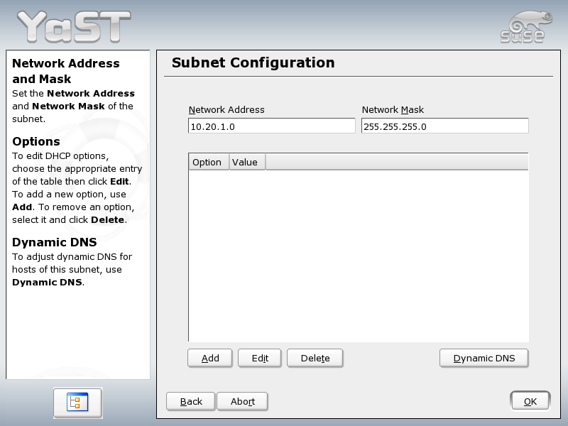 DHCP Server: Configuring Subnets