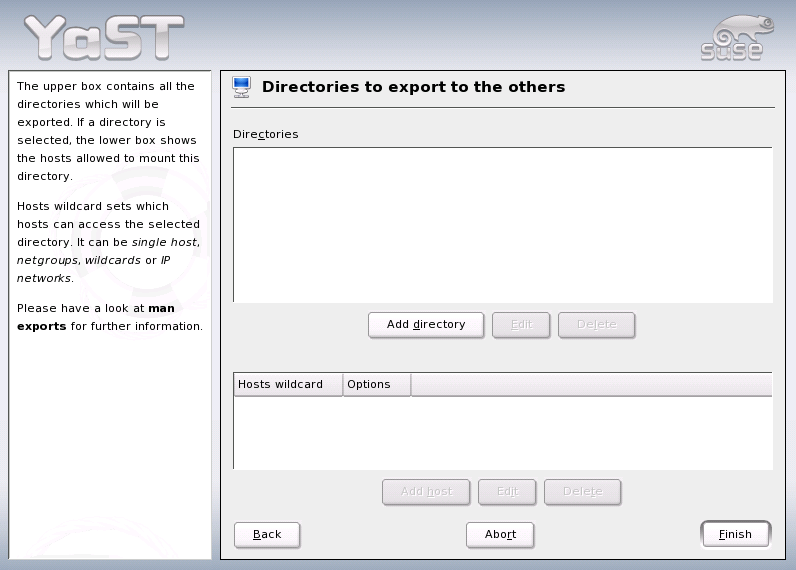 Configuring an NFS Server with YaST