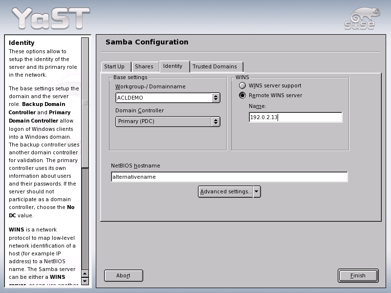 Samba Configuration — Identity