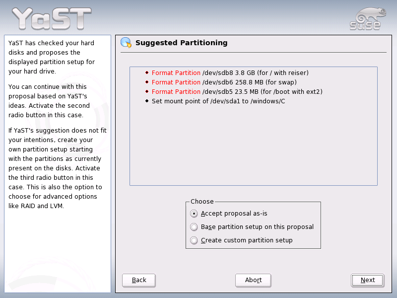 Editing the Partitioning Setup