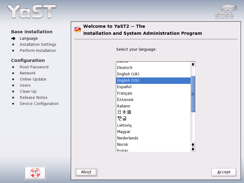 Selecting the Language