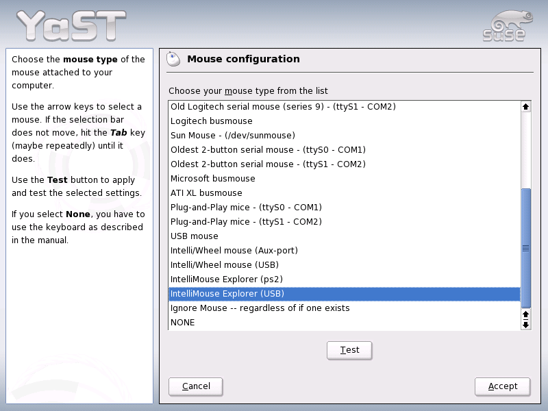Selecting the Mouse Type