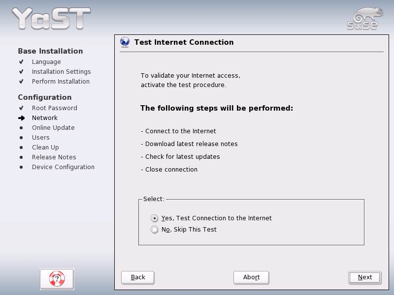Testing the Internet Connection