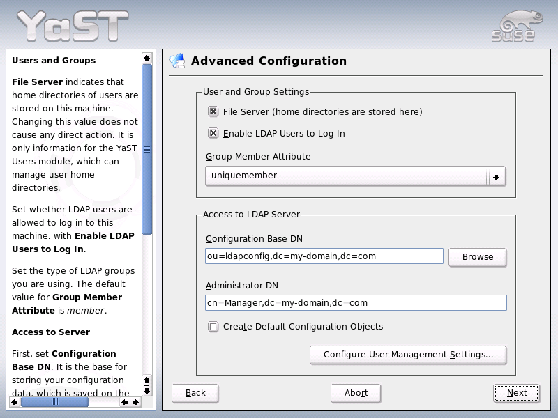 YaST: Advanced Configuration