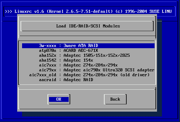 Selecting SCSI Drivers