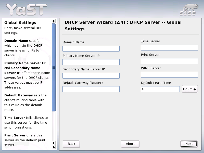 DHCP Server: Global Settings