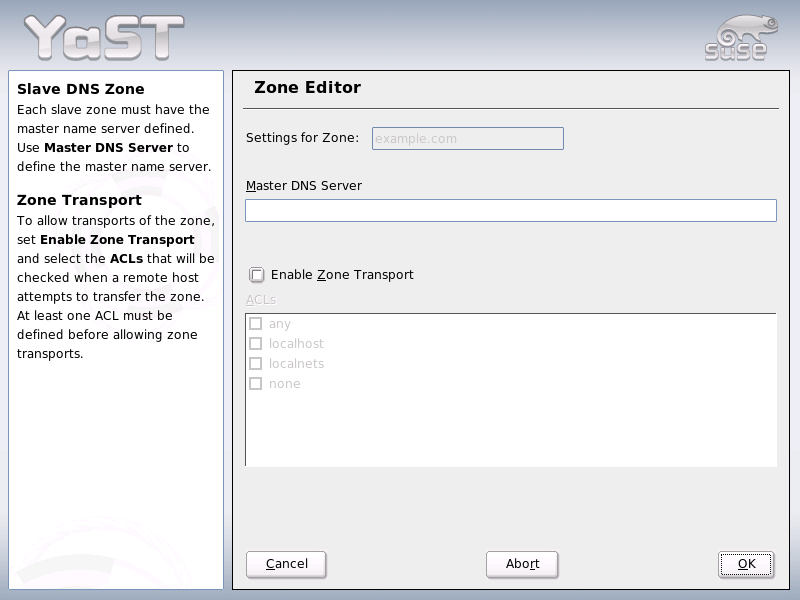 DNS Server: Slave Zone Editor