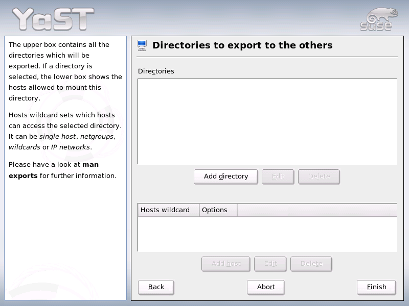 Configuring an NFS Server with YaST