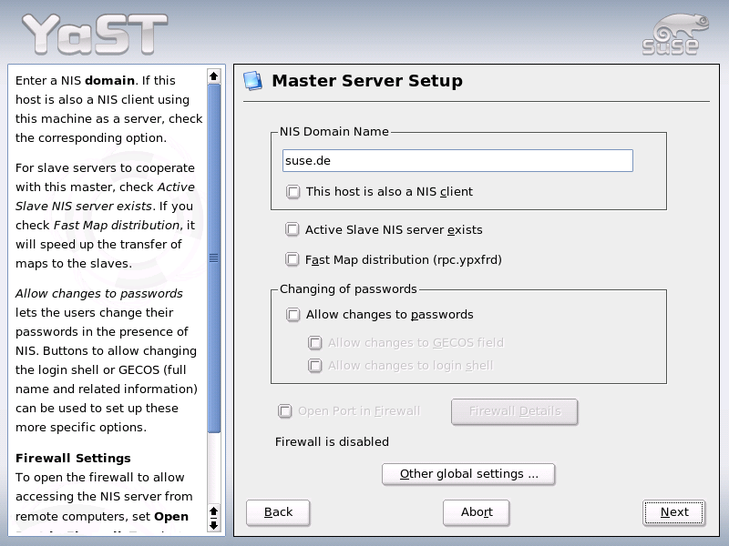 YaST: NIS Server Configuration Tool