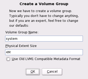 Adding a Volume Group