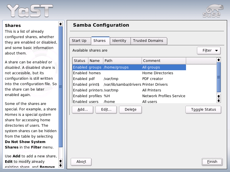 Samba Configuration — Shares