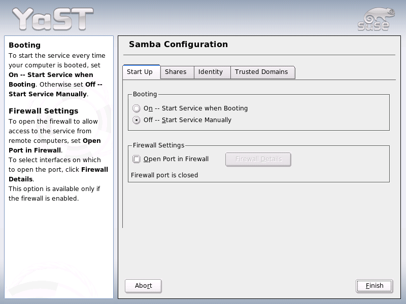 Samba Configuration — Start Up